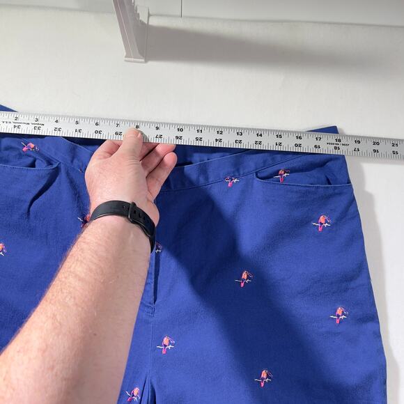 Sag Harbor Sport Casual Pant Woman's 18W Royal Blue w/ All-over Parrots Stretch - Picture 8 of 12